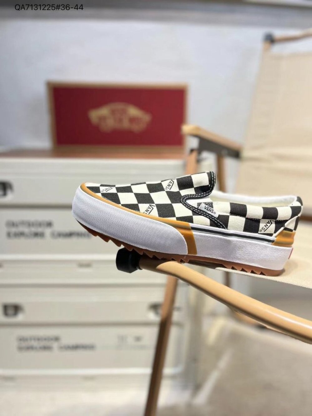 VANS Slip On Canvas Checkerboard Shoes - Comfortable Fit - Picture 3 of 6